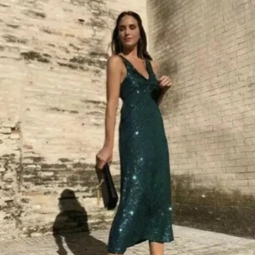 Zara emerald green sequin dress